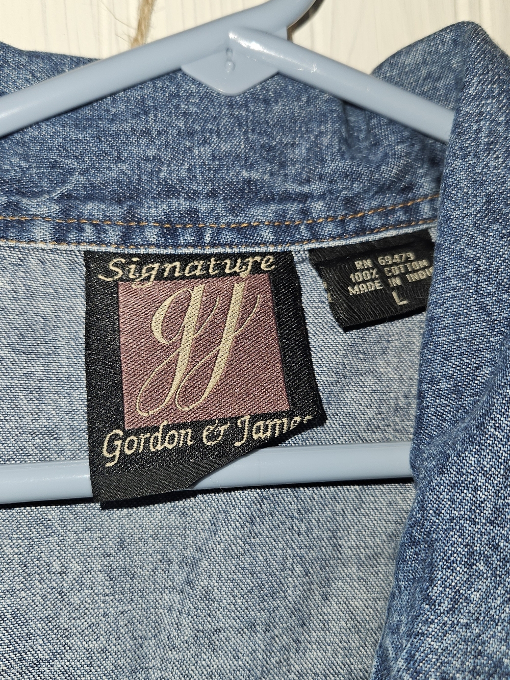 Signature Embroidered Denim Vest - Blue - Picture 4 of 4